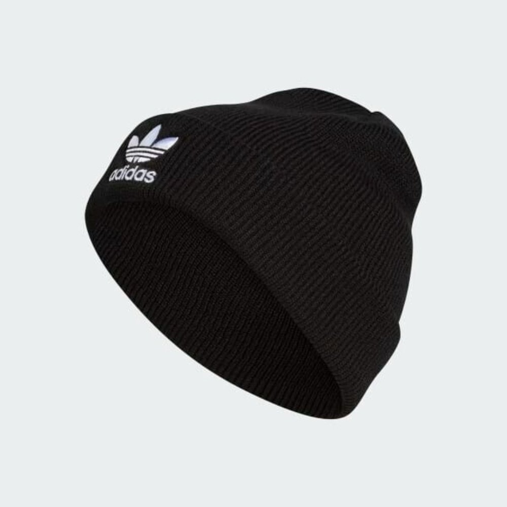 Adidas Originals Trefoil Knit Beanie Embroidered Logo Unisex Black White GA9656 - Picture 4 of 7